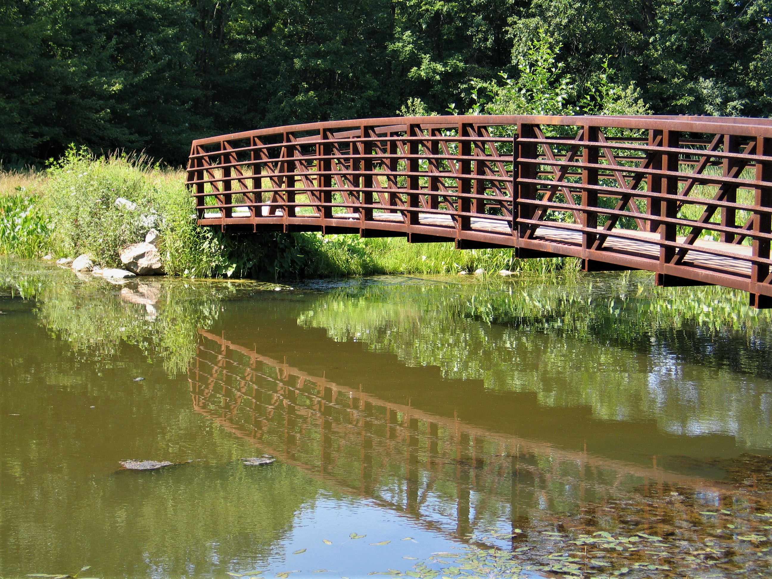 Bridge over pond at Sandy Ridge Reservation 